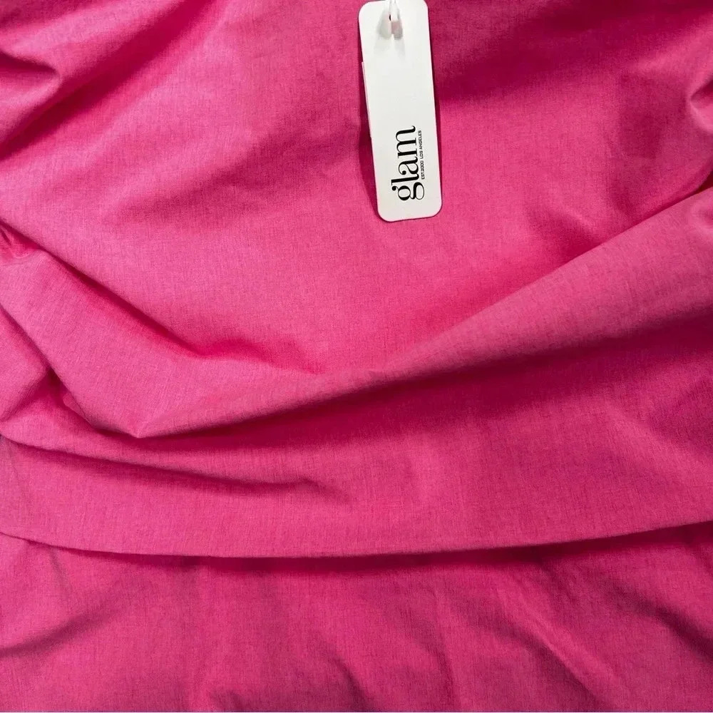 NWT Glam Womens Medium Pink Off‎ Shoulder Puffy Sleeves Dress - Picture 4 of 8